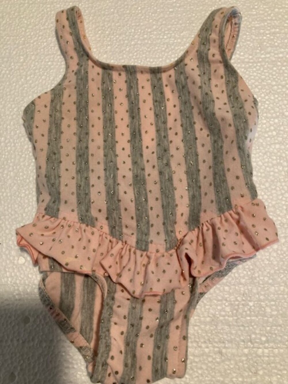 Girl's Size 2T Pink/Grey/Silver swimsuit